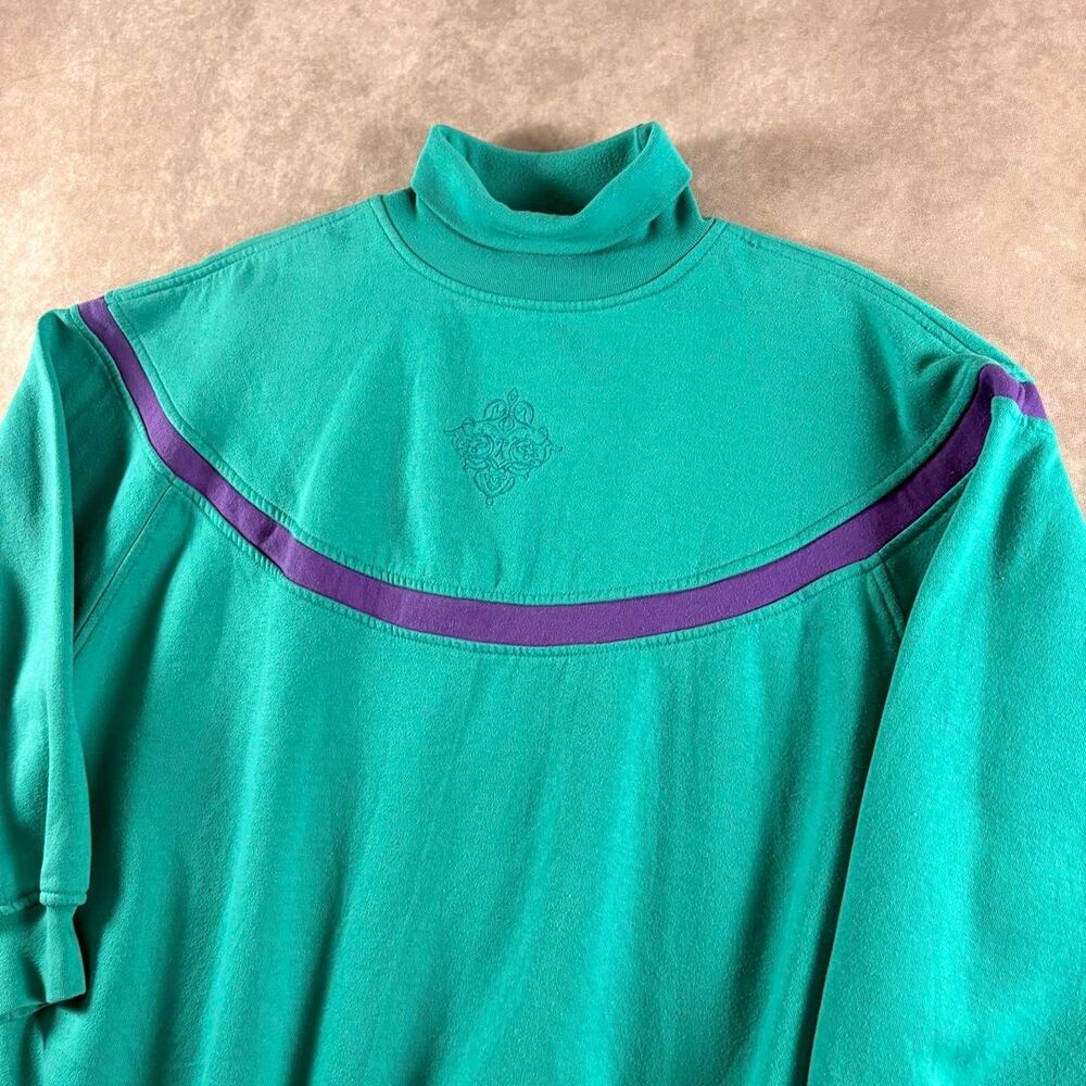 vintage 90s cheetah teal pullover turtleneck